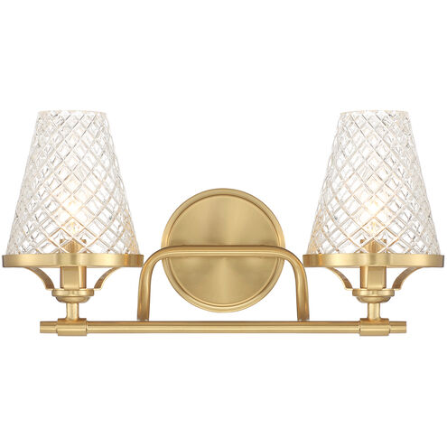 Candler 2 Light 16.5 inch Warm Brass Bathroom Vanity Light Wall Light