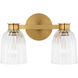 AERIN Asalea LED 13 inch Hand-Rubbed Antique Brass Double Sconce Wall Light