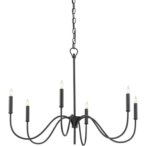 Tirrell 6 Light 34 inch Antique Black Chandelier Ceiling Light, Small
