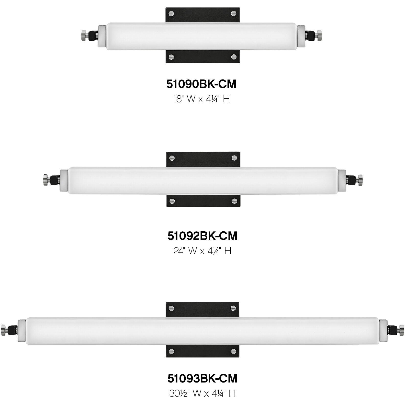 Rollins LED 18 inch Black with Chrome Bath Light Wall Light in Black/Chrome