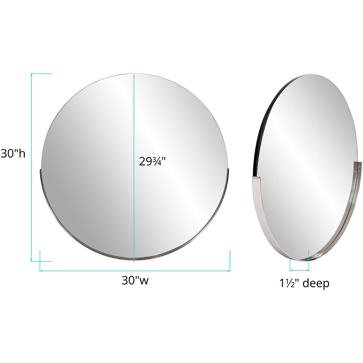 Dante 30 X 30 inch Polished Silver Wall Mirror