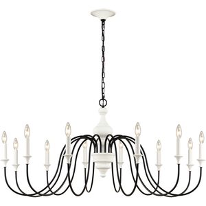 Val de Loire 12 Light 48 inch White Coral with Black Chandelier Ceiling Light