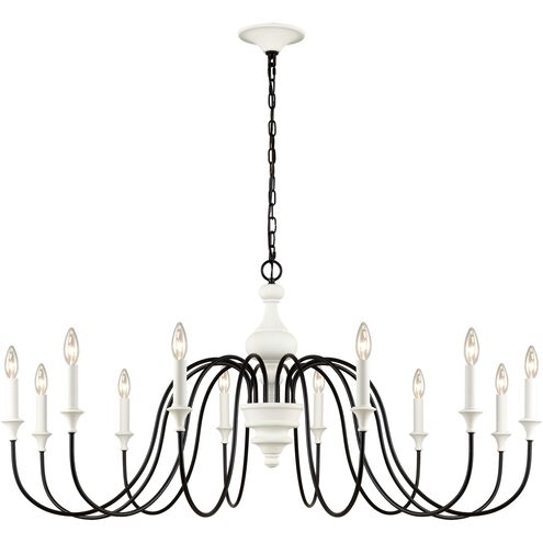 Val de Loire 12 Light 48 inch White Coral with Black Chandelier Ceiling Light