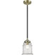 Nouveau Canton LED 6 inch Black Antique Brass Mini Pendant Ceiling Light in Seedy, Nouveau