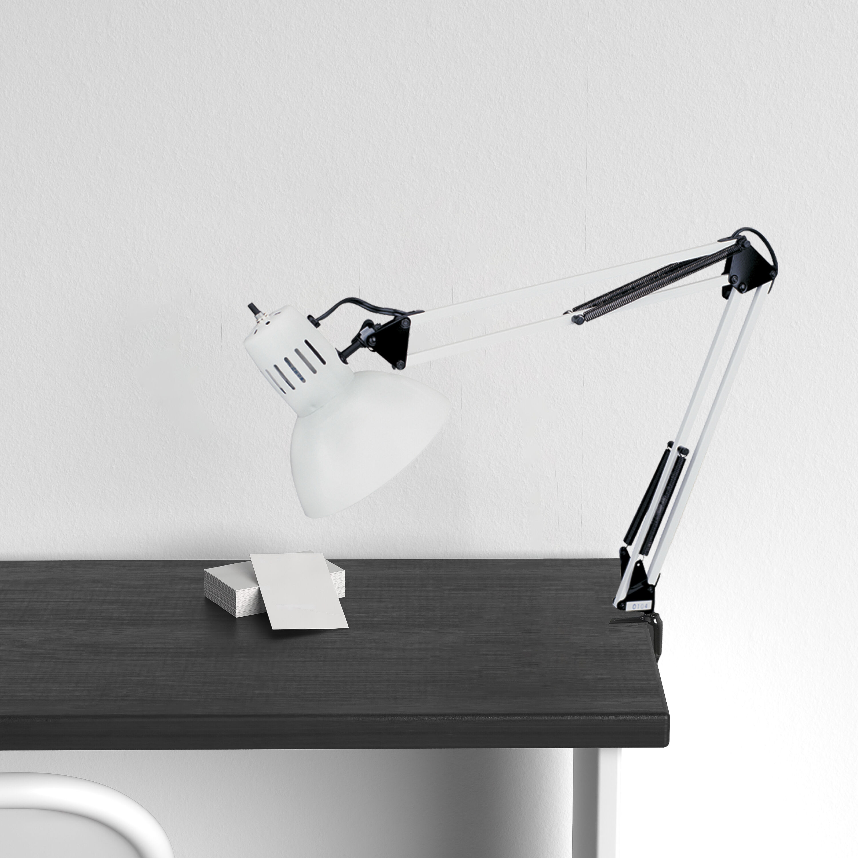 Working/Task Lamps 36 inch 100.00 watt White Task Table Lamp Portable Light, Spring Balanced Arms