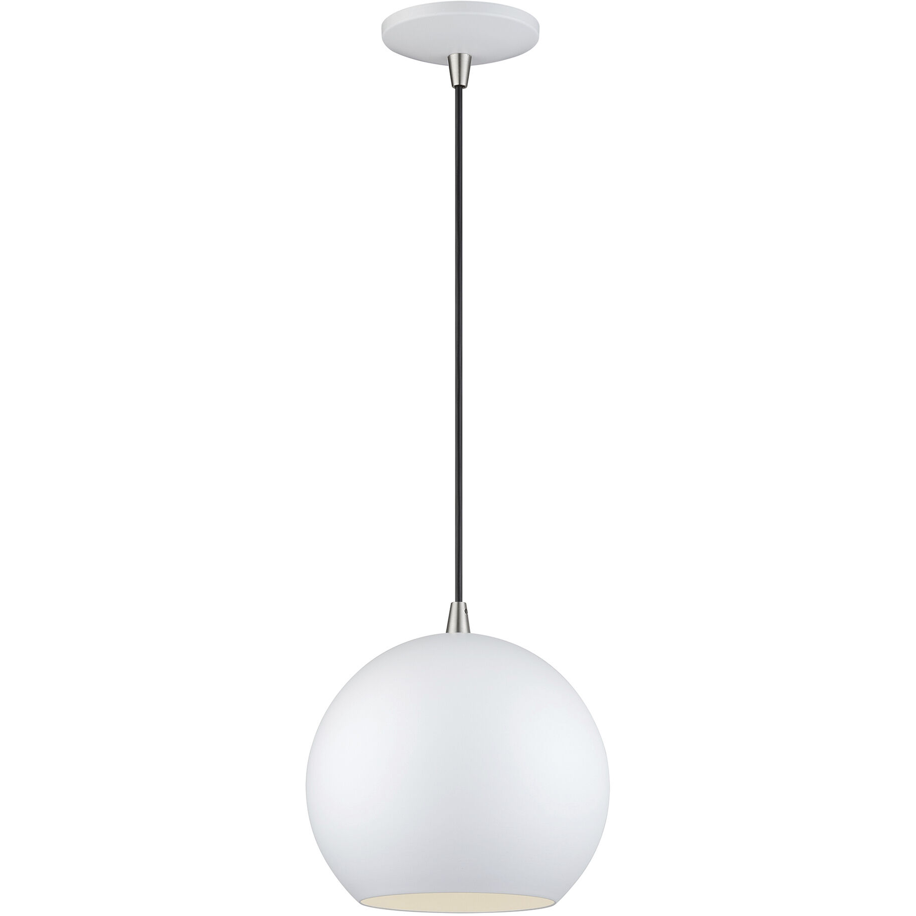 Kuppola 9.25 inch White with Brushed Nickel Accents Pendant Ceiling Light, Globe