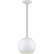 Kuppola 9.25 inch White with Brushed Nickel Accents Pendant Ceiling Light, Globe