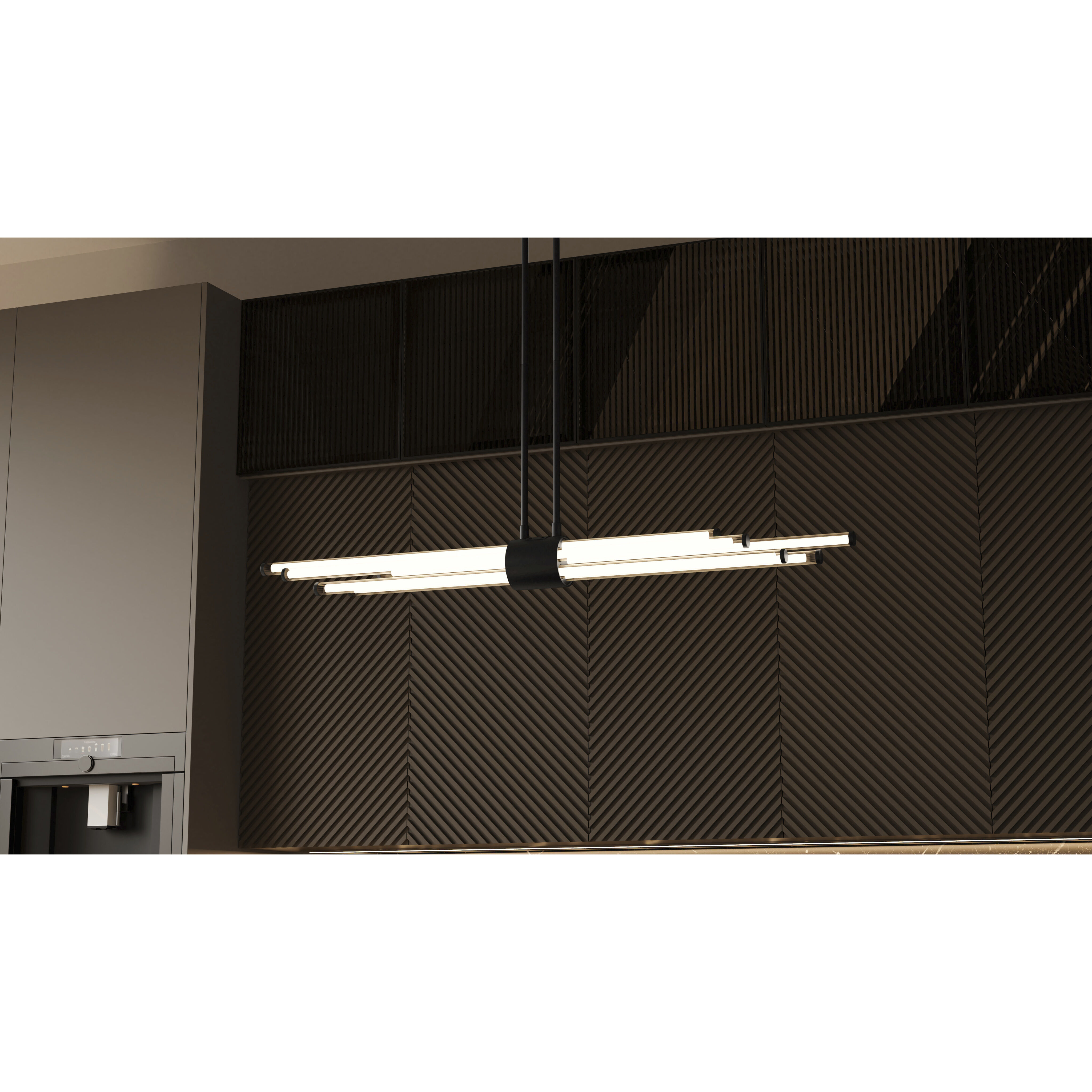 Talbott LED 46 inch Matte Black Linear Chandelier Ceiling Light, Large