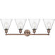 Berkshire 4 Light 35 inch Antique Copper Bath Vanity Light Wall Light in Clear