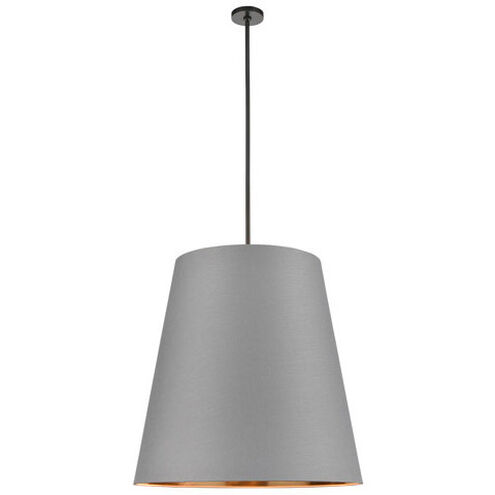 Calor 3 Light 30 inch Gray Linen withgold Parchmen and Urban Bronze Pendant Ceiling Light