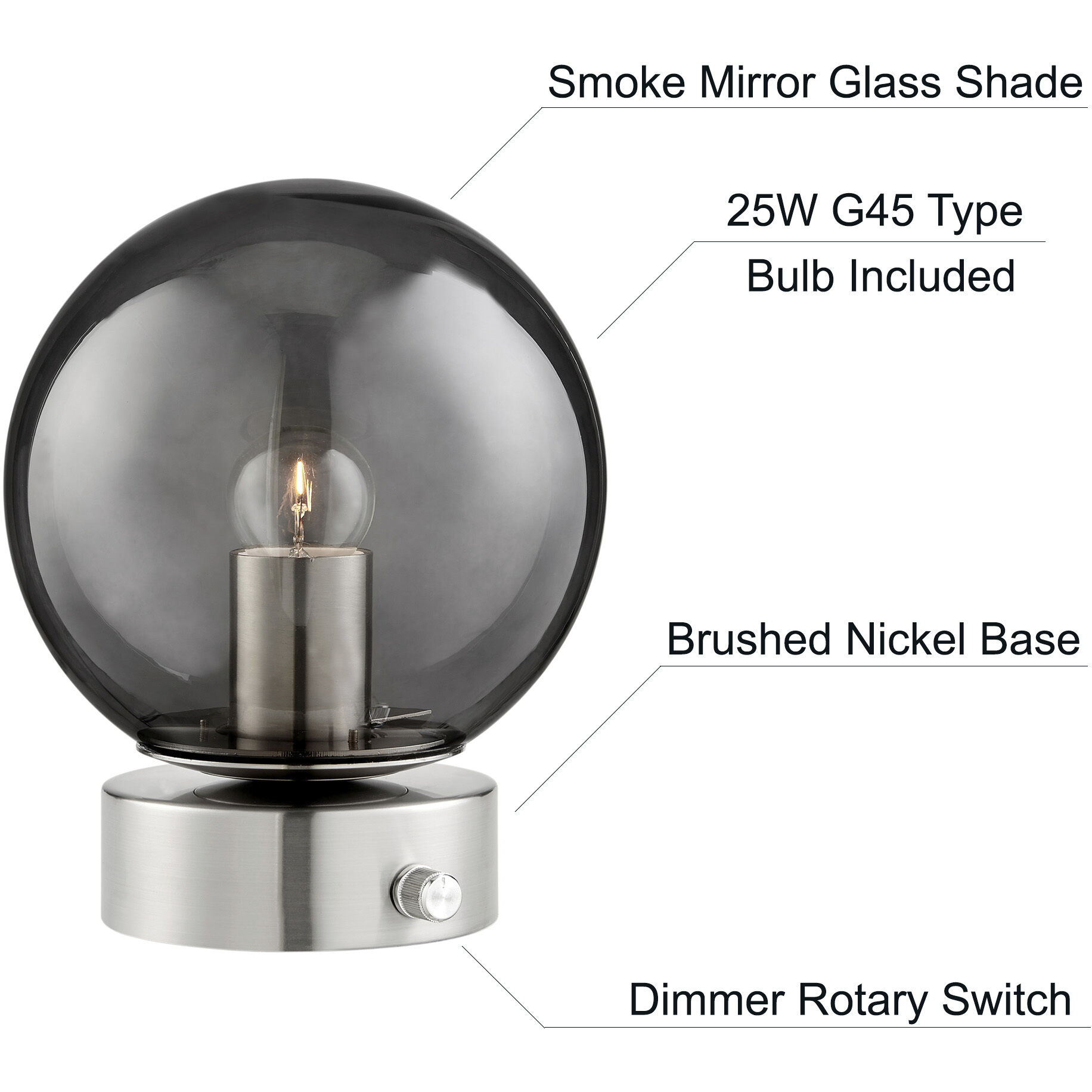 Reon 8.5 inch 25.00 watt Nickel Accent Lamp Portable Light