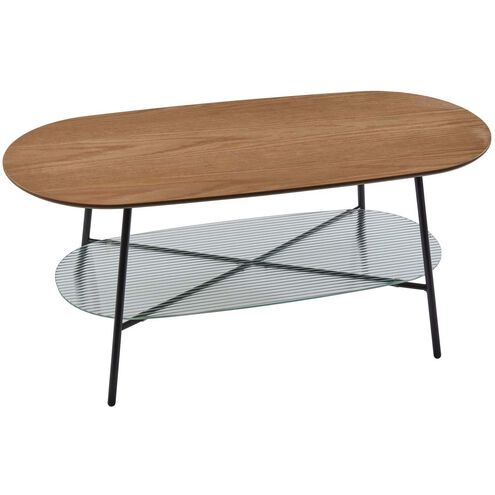 Diane 39 X 18 inch Natural Wood and Black Coffee Table