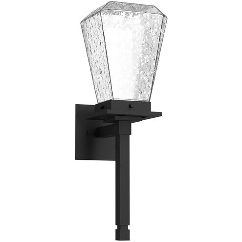 Outdoor Chilled Glass LED Textured Black Outdoor Sconce in 3000K LED, Beacon Torch