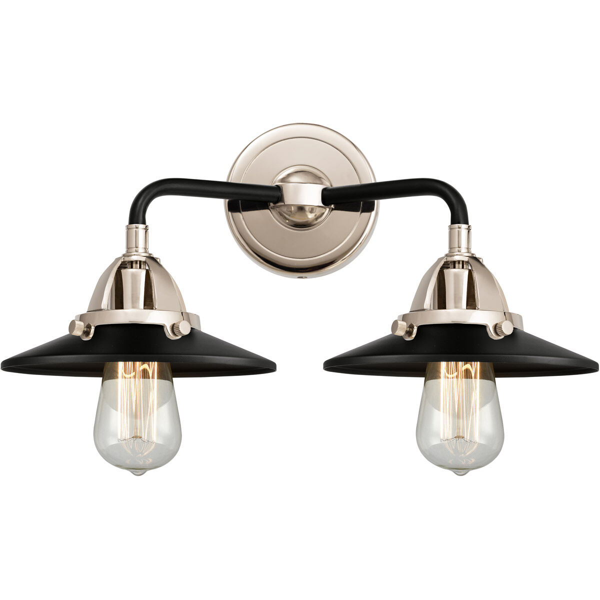 Nouveau 2 Railroad LED 16 inch Black Polished Nickel Bath Vanity Light Wall Light in Matte Black