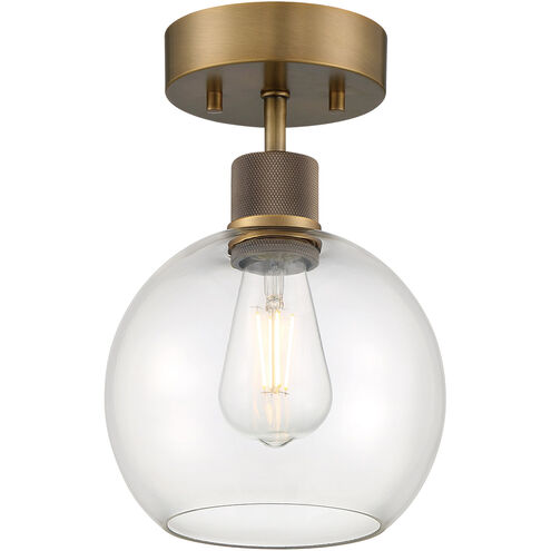 Port Nine LED 8 inch Antique Brushed Brass Semi-Flush Ceiling Light