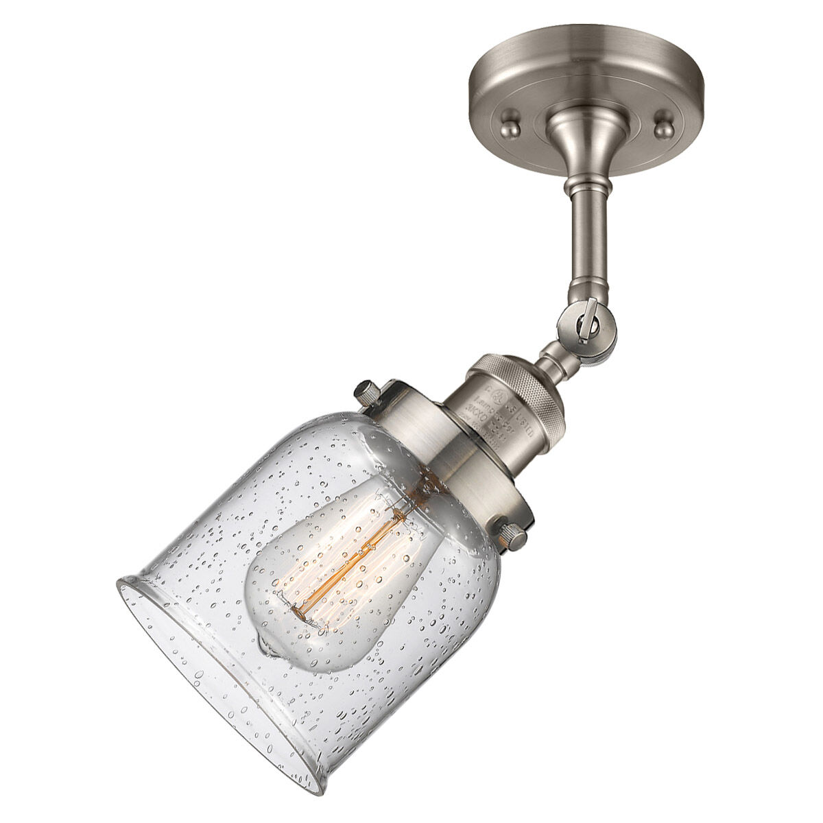 Franklin Restoration Small Bell 1 Light 5 inch Brushed Satin Nickel Sconce Wall Light in Seedy Glass, Franklin Restoration