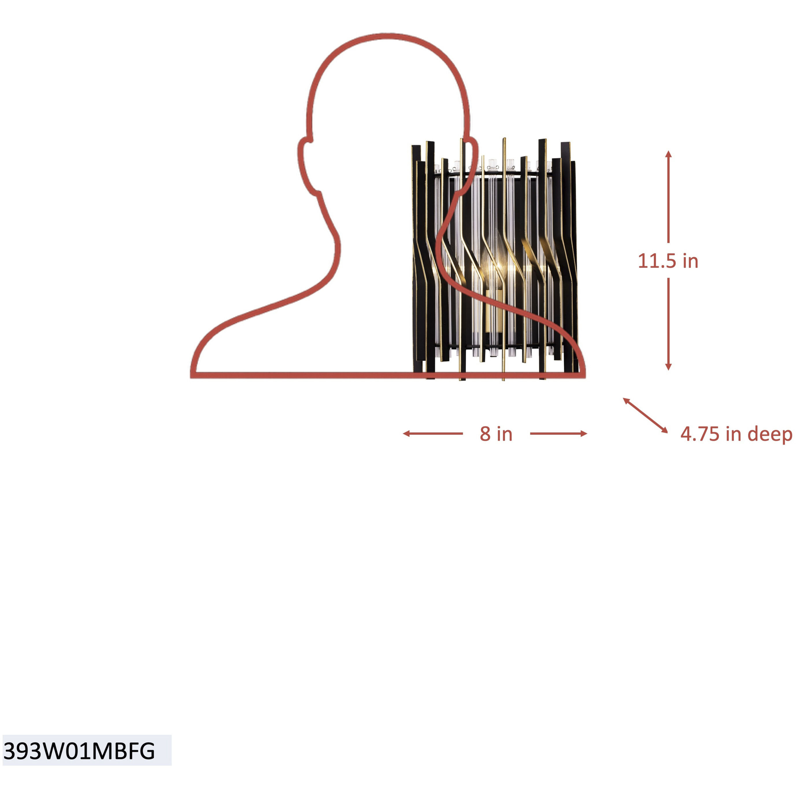 Park Row 1 Light 8 inch Matte Black and French Gold Wall Sconce Wall Light, Smithsonian Collaboration