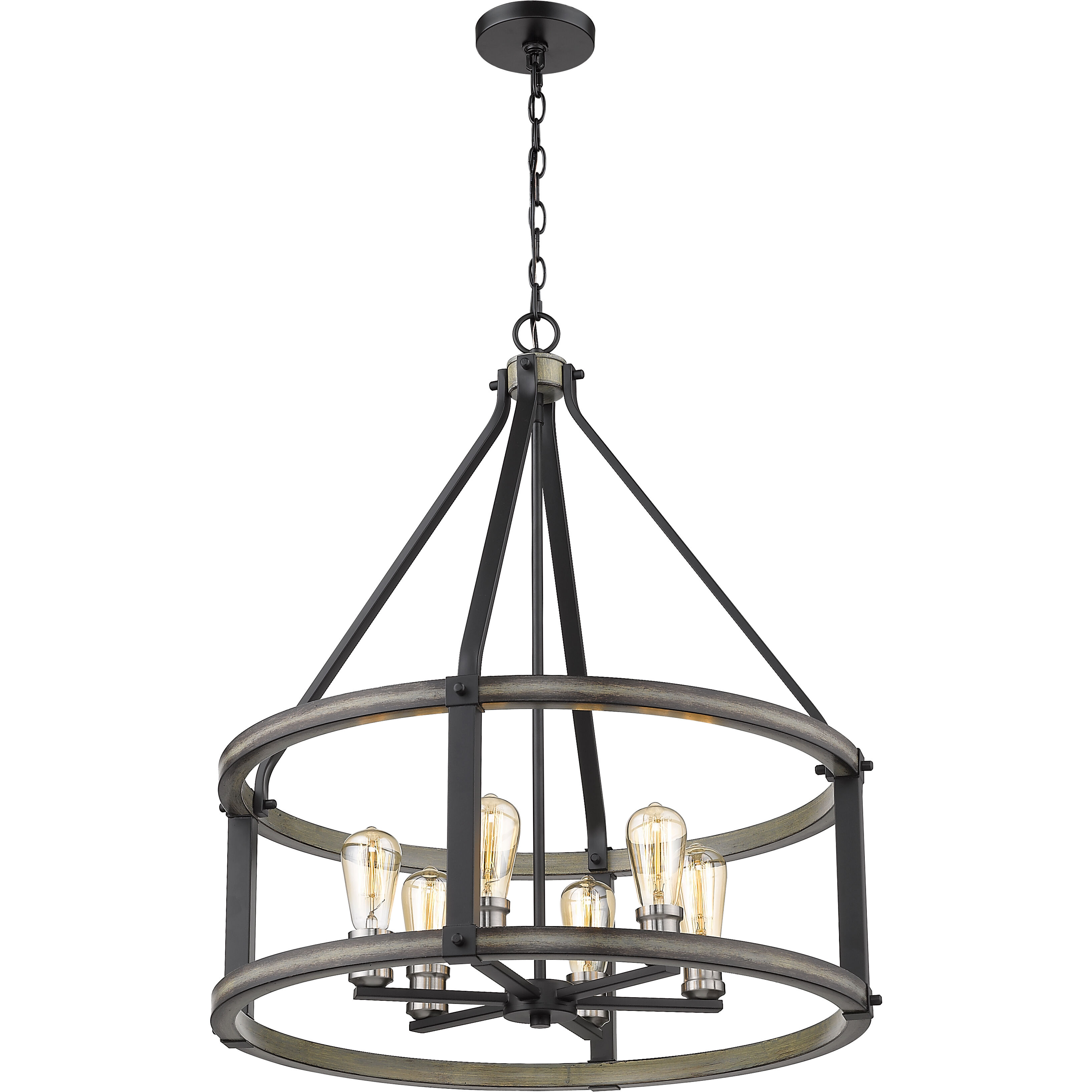 Kirkland 6 Light 25 inch Ashen Barnboard Chandelier Ceiling Light
