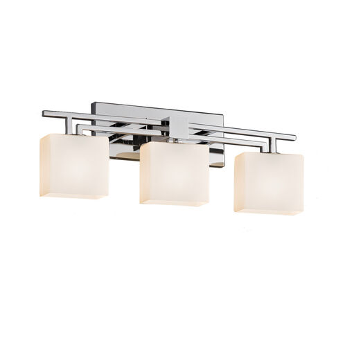 Fusion 3 Light 26 inch Polished Chrome Vanity Light Wall Light in Rectangle, Incandescent, Opal Fusion