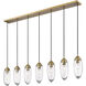 Arden 7 Light 54 inch Rubbed Brass Linear Chandelier Ceiling Light