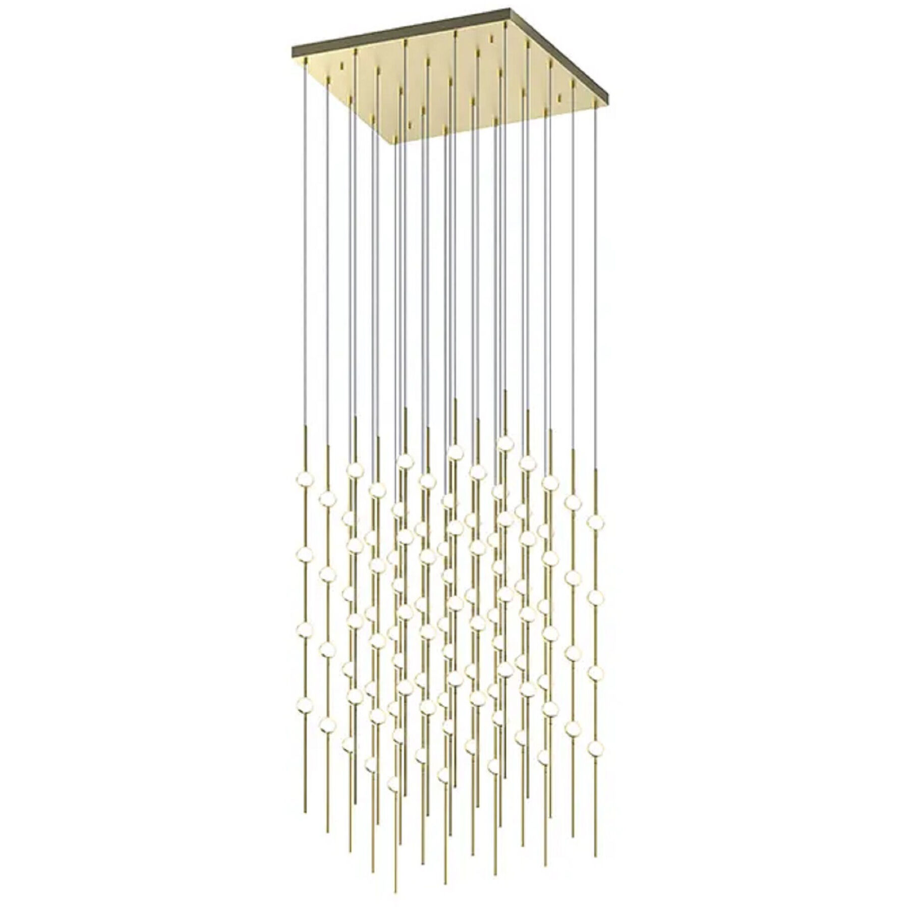 Constellation Cosmic Cube LED 20.5 inch Satin Brass Chandelier Ceiling Light in 2700K, 20 ft. Cord, White Optical Acrylic
