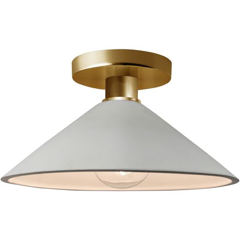 Radiance 1 Light 11.75 inch Matte White and Polished Brass Semi Flush Ceiling Light