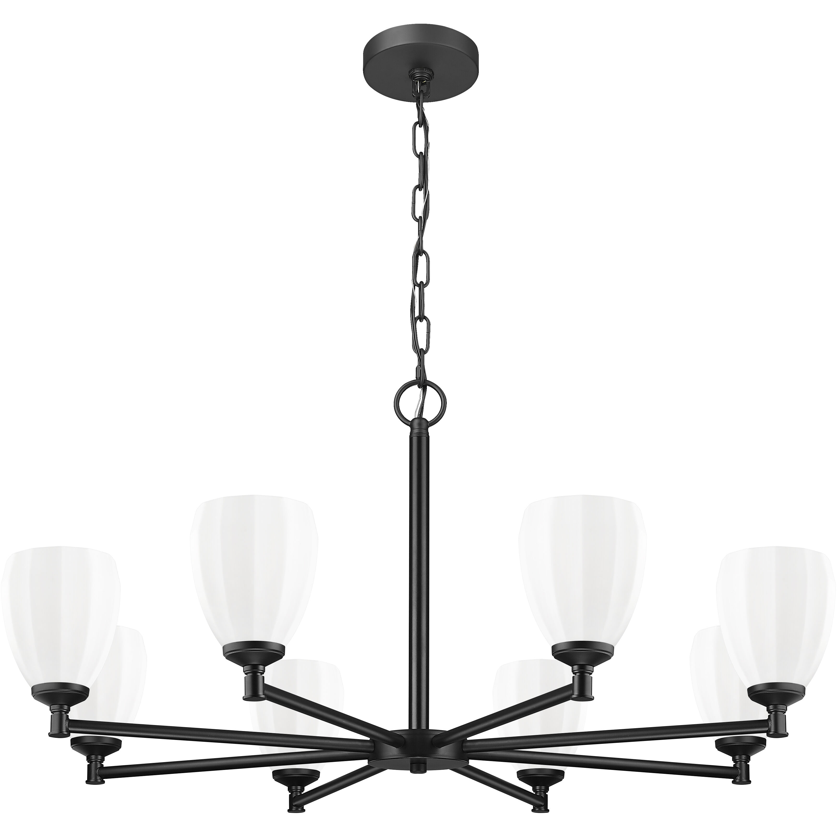 Oren 8 Light 42 inch Matte Black Chandelier Ceiling Light