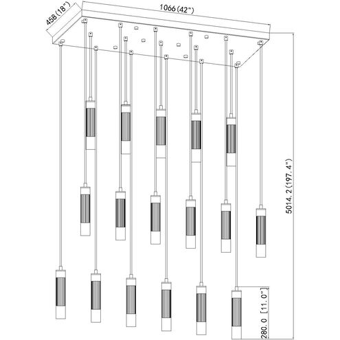 Stari Linear Chandelier Ceiling Light in Modern Gold