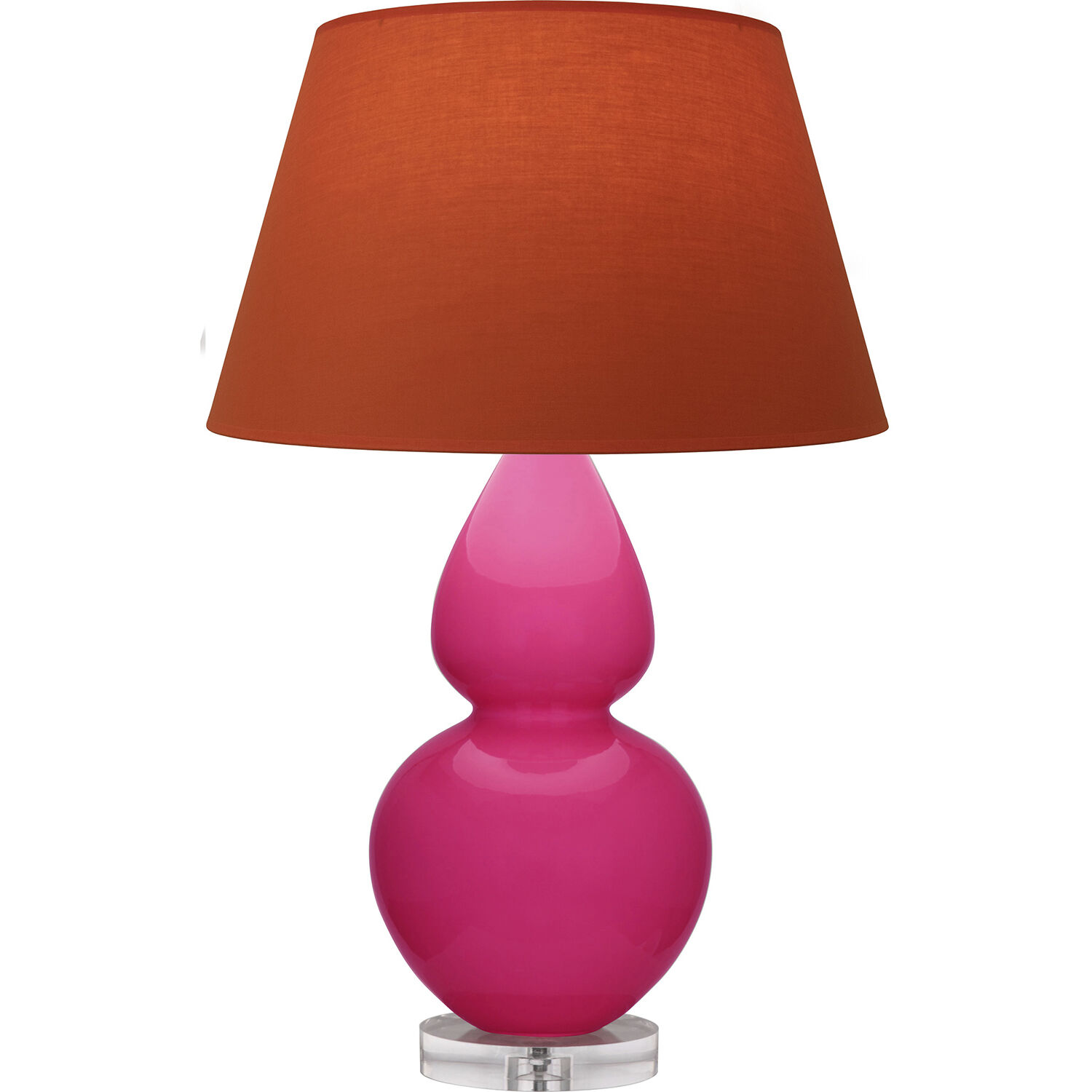 Double Gourd 30 inch 150 watt Razzle Rose Glazed Ceramic with Lucite Base Table Lamp Portable Light in Tangerine with Taupe