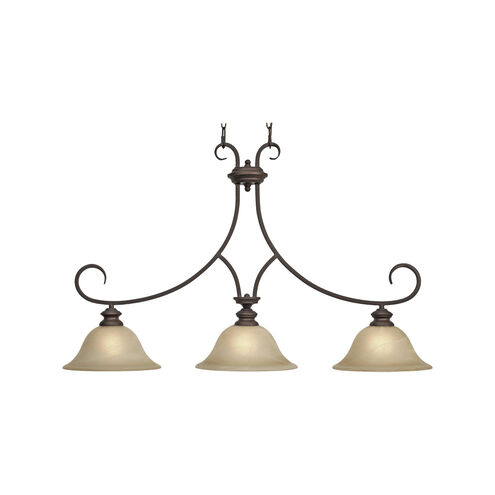 Lancaster 3 Light 36 inch Rubbed Bronze Linear Pendant Ceiling Light