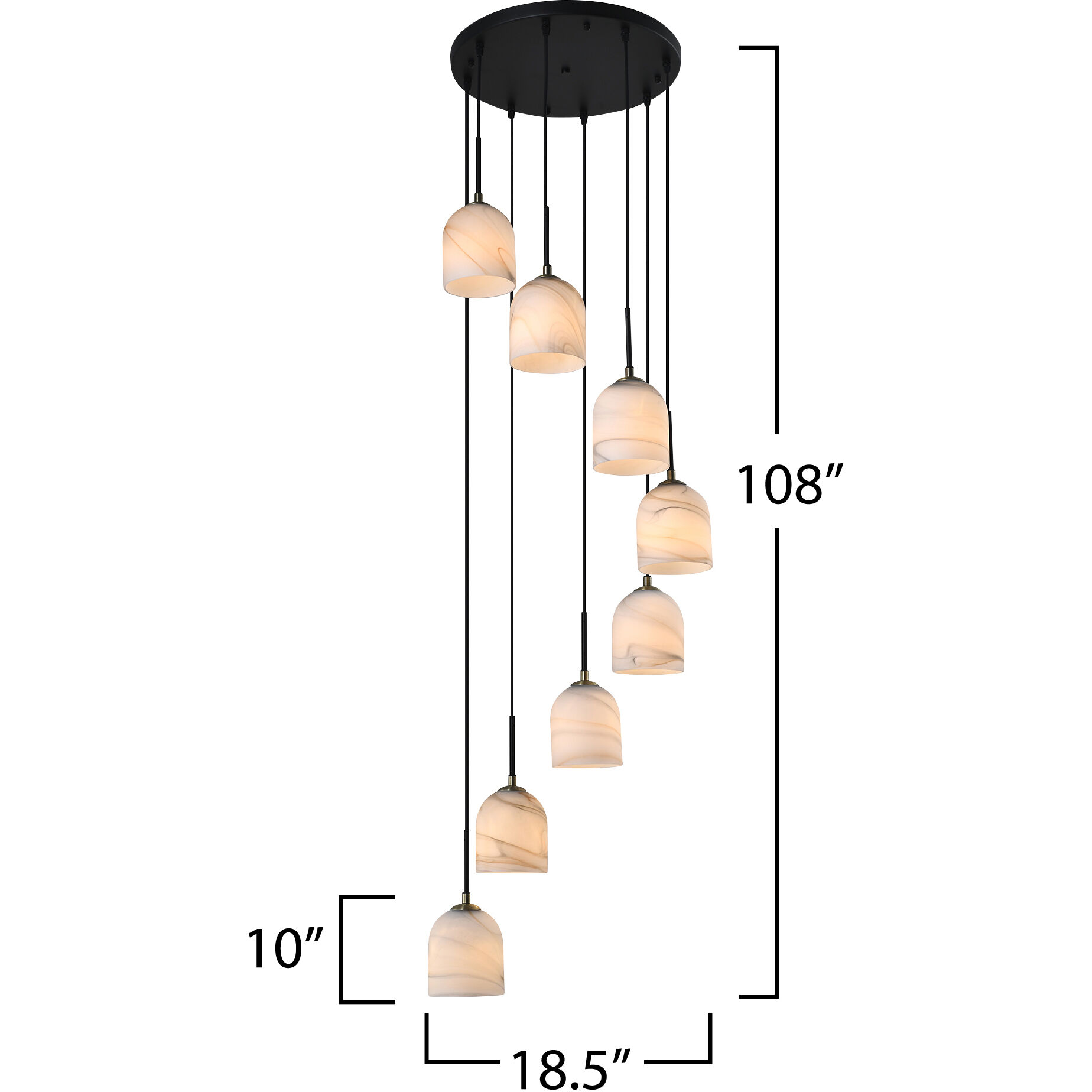 Crema 8 Light 18.5 inch Black and Brushed Brass Chandelier Ceiling Light