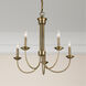 Estate 5 Light 25 inch Antique Brass Chandelier Ceiling Light