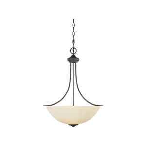 Montego 3 Light 19 inch Oil Rubbed Bronze Inverted Pendant Ceiling Light in Satin Bisque