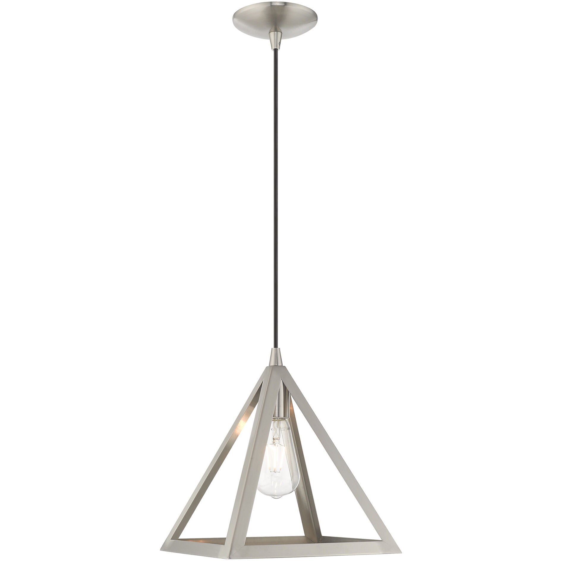 Geometric 1 Light 14 inch Brushed Nickel Mini Pendant Ceiling Light