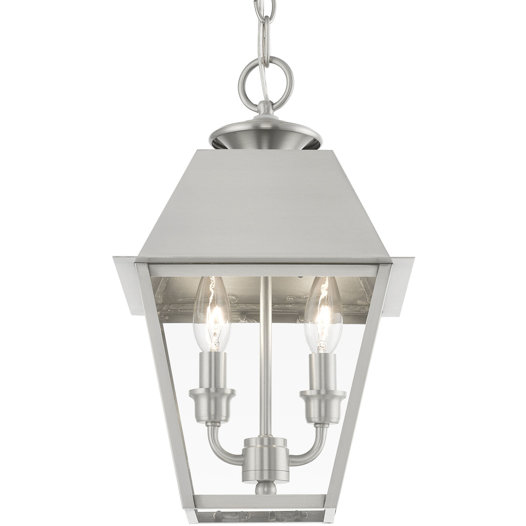 Wentworth 2 Light 9 inch Brushed Nickel Outdoor Pendant Lantern, Medium