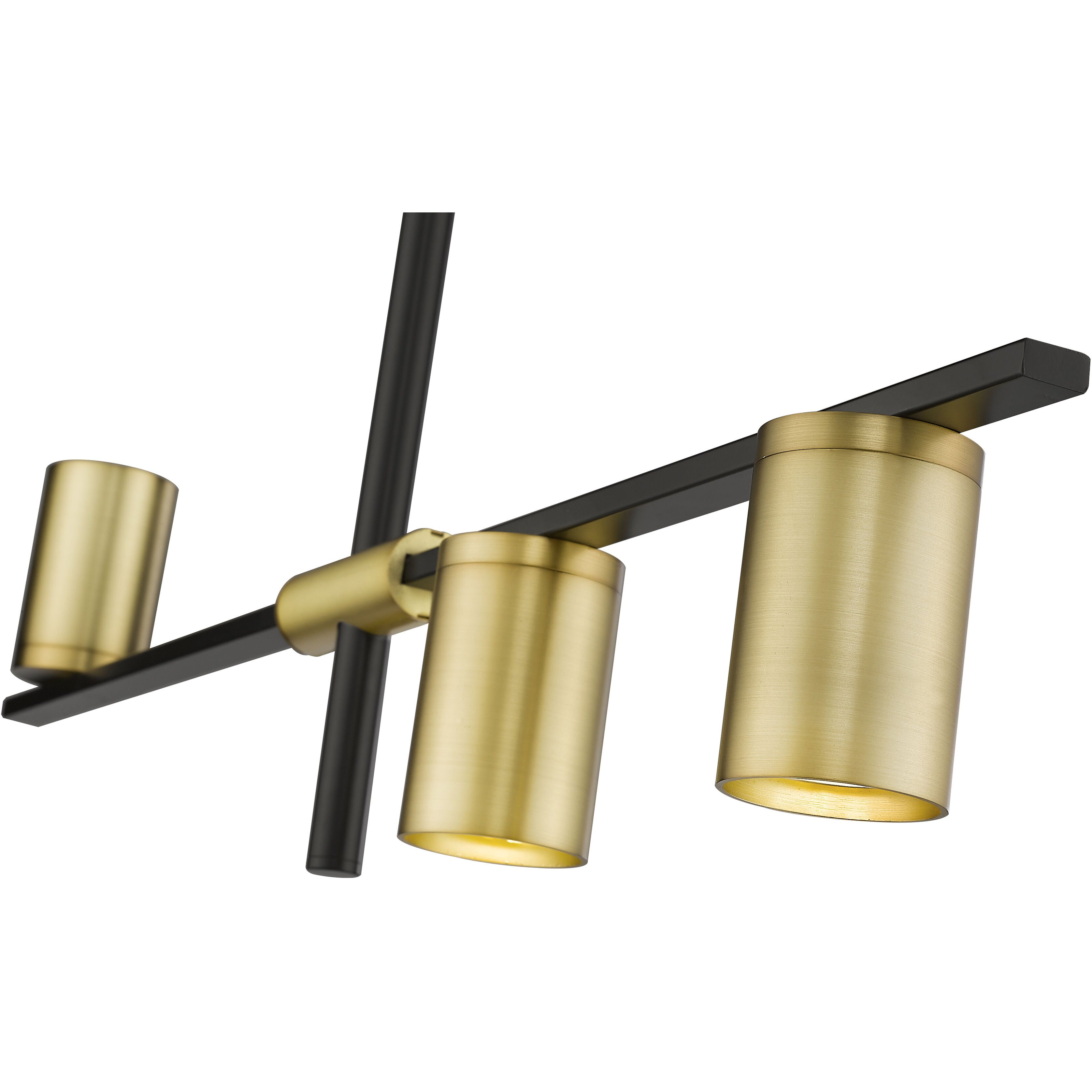 Calumet 3 Light 32 inch Matte Black and Olde Brass Linear Chandelier Ceiling Light
