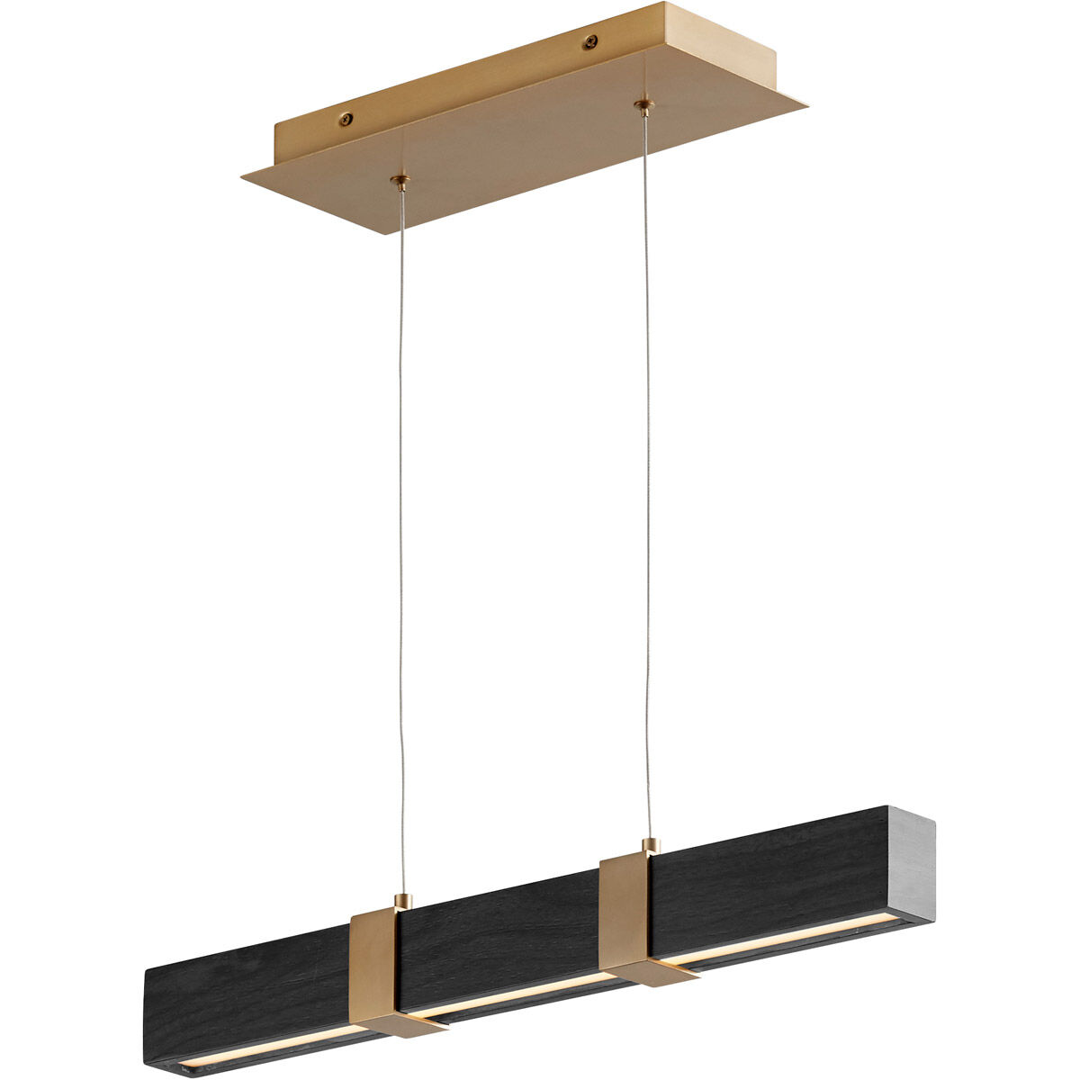 Decca LED 24 inch Aged Brass And Black Oak Linear Pendant Ceiling Light