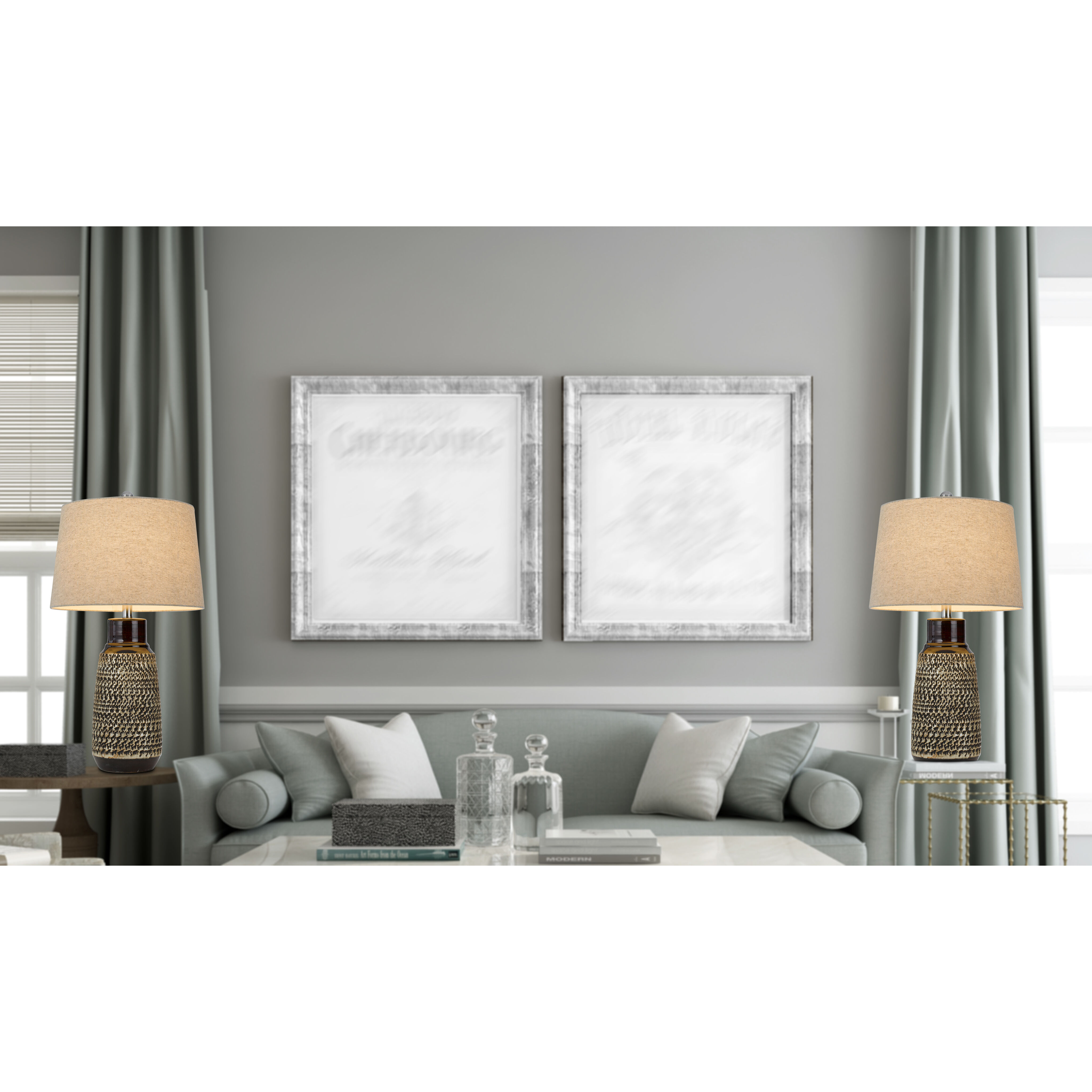 Scottsboro 27 inch 150.00 watt Black and Antique Silver Lamp Set Portable Light