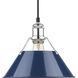 Yep Orwell 1 Light 10 inch Chrome Pendant Ceiling Light in Navy, Damp