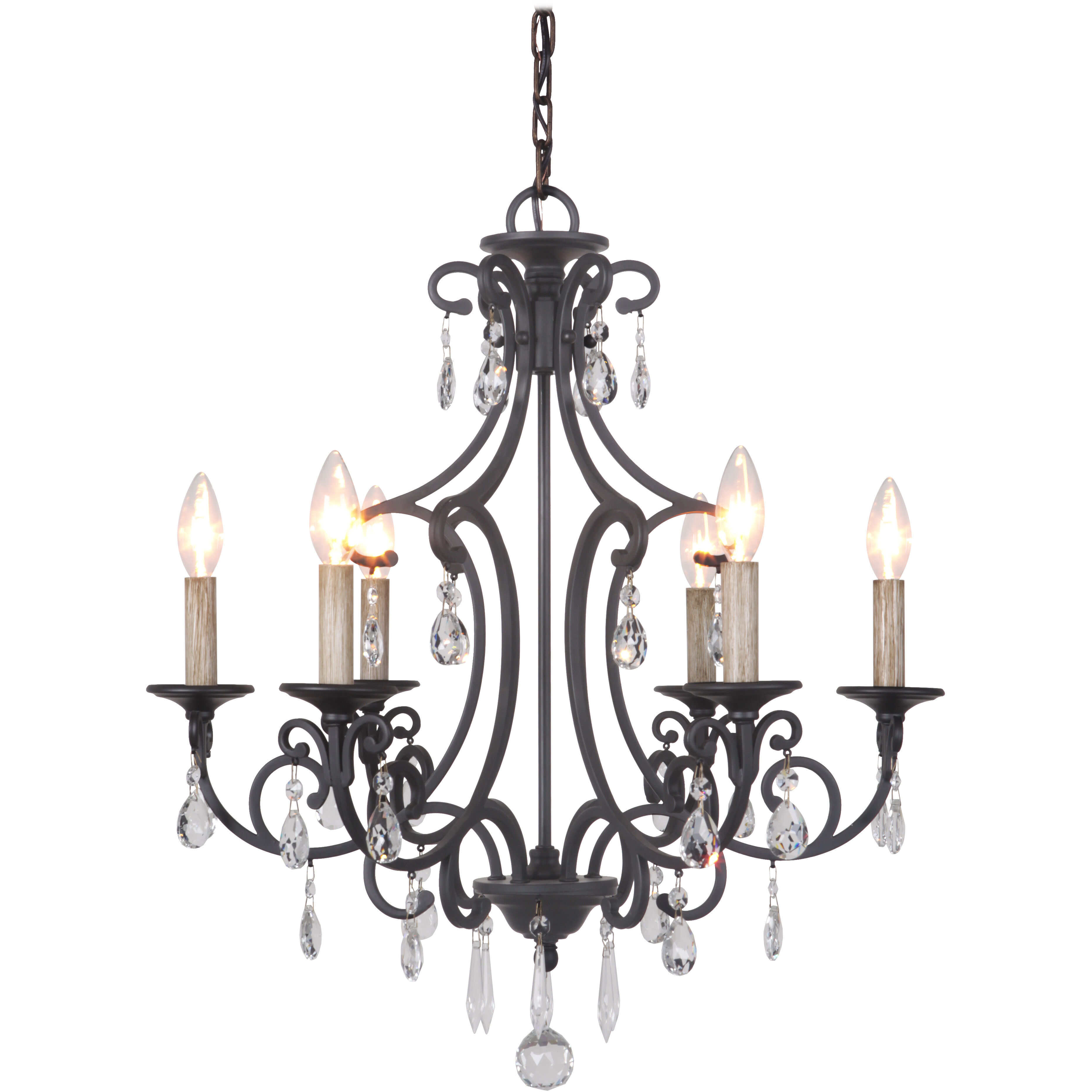 Bentley 6 Light 22 inch Matte Black Chandelier Ceiling Light