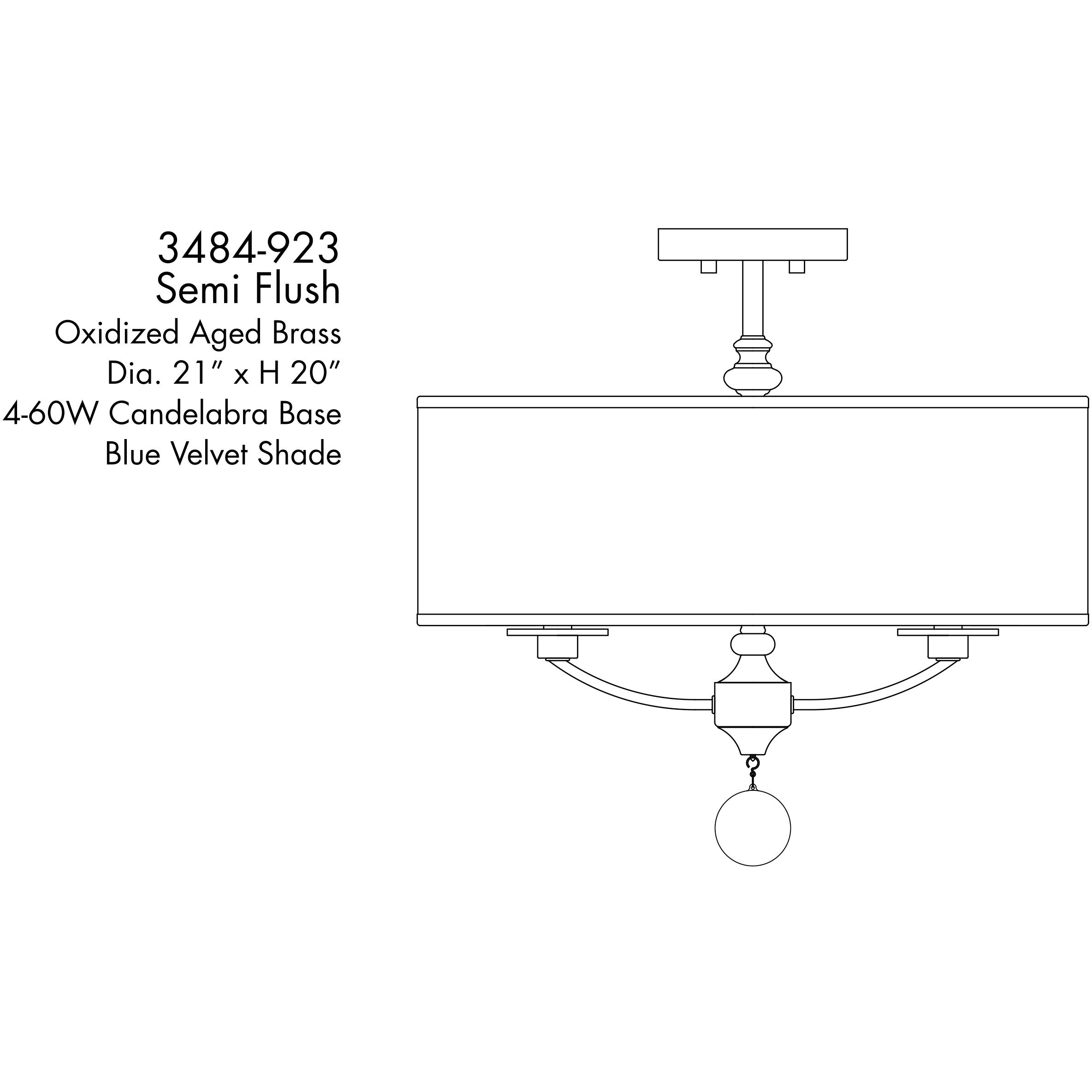 Van Noord 4 Light 21 inch Oxidized Aged Brass Semi-Flush Ceiling Light