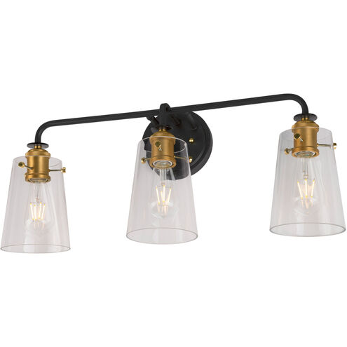 Ronna 3 Light 25 inch Black and Soft Gold Bath & Vanity Wall Light