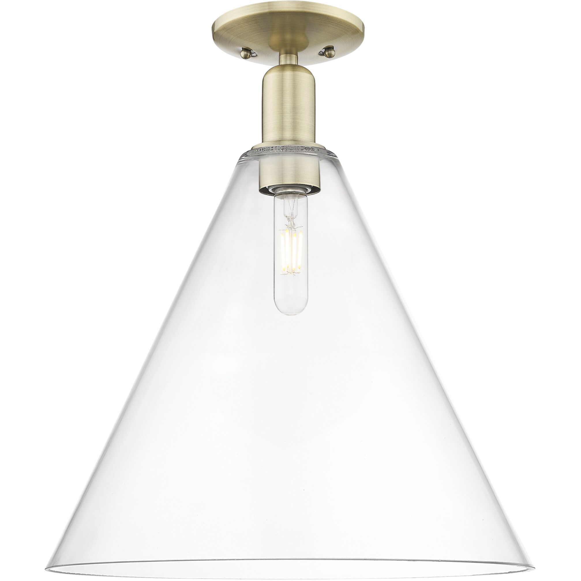 Arcadia Berkshire Glass 1 Light 16 inch Antique Brass Semi-Flush Mount Ceiling Light