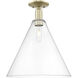 Arcadia Berkshire Glass 1 Light 16 inch Antique Brass Semi-Flush Mount Ceiling Light