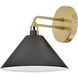 Milo 1 Light 9 inch Lacquered Brass with Black Sconce Wall Light