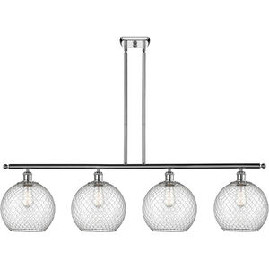 Ballston Large Farmhouse Chicken Wire LED 48 inch Polished Chrome Island Light Ceiling Light in Clear Glass with Nickel Wire, Ballston