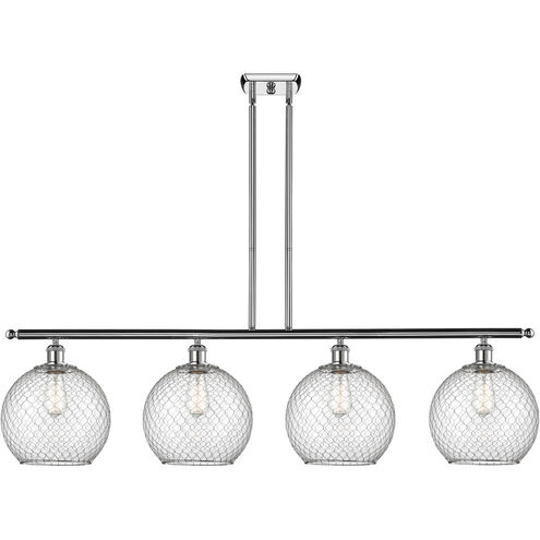 Ballston Large Farmhouse Chicken Wire LED 48 inch Polished Chrome Island Light Ceiling Light in Clear Glass with Nickel Wire, Ballston