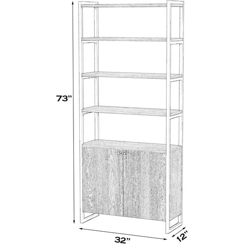 Drake 73" Two Door Walnut Bookcase Etagere in Medium Brown