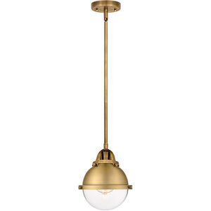Nouveau 2 Hampden LED 7 inch Brushed Brass Mini Pendant Ceiling Light in Clear Glass