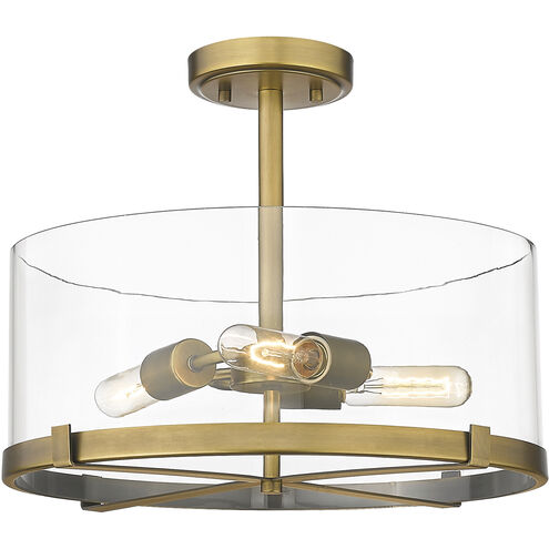Callista 3 Light 16.5 inch Rubbed Brass Semi Flush Mount Ceiling Light